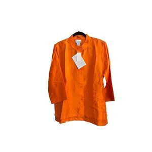 NWT Linea by Louis Dell’Ollio orange front pocket, button-down shirt, size large